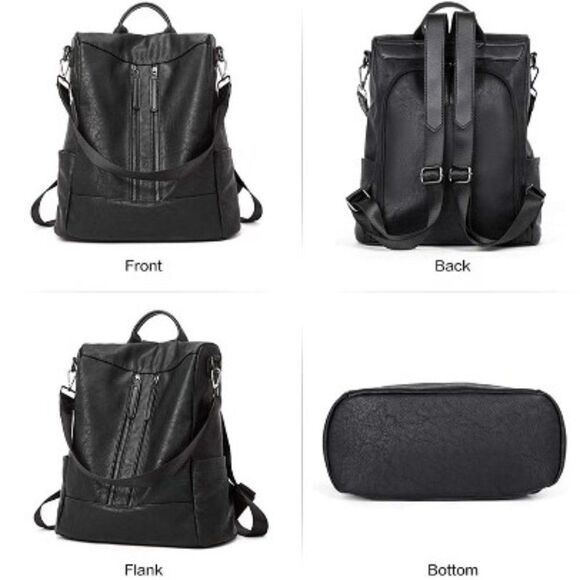 OLYE Leather Backpack for Women- BLACK main image 5